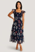 Clementine Tulle Midi Dress | Navy Floral