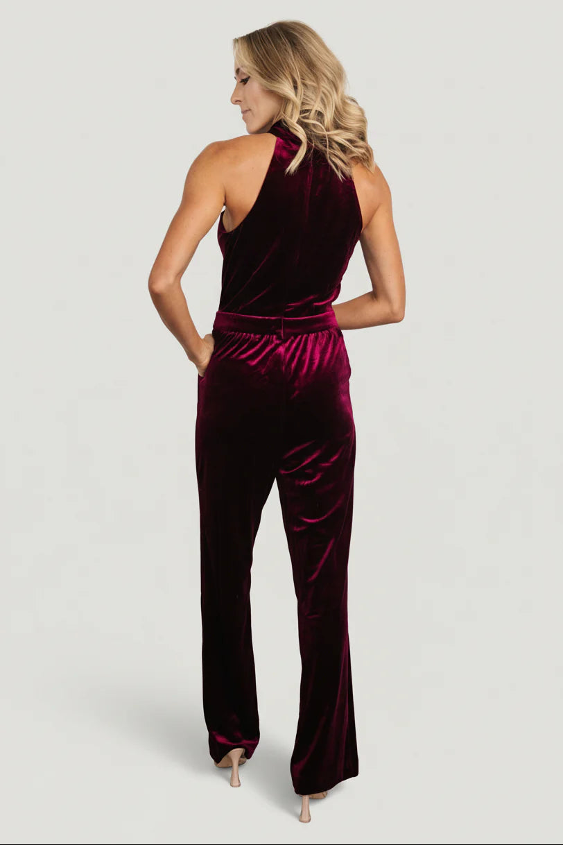 Cleopatra Velvet Jumpsuit | Burgundy