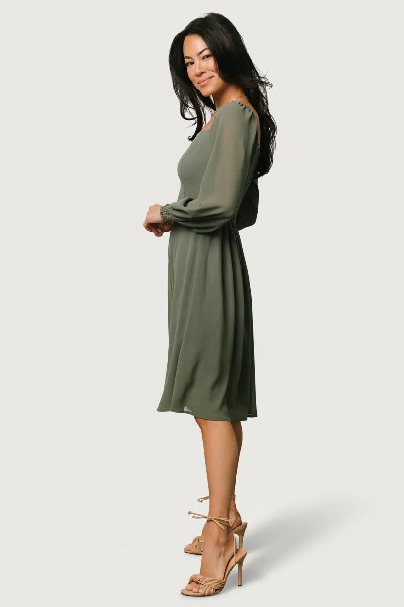 Elise Short Dress | Dark Sage