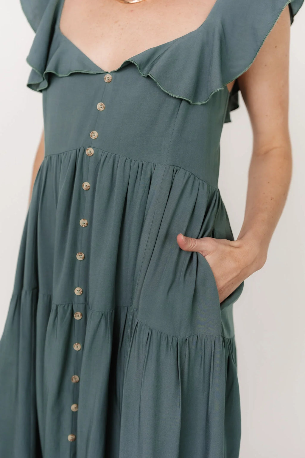 Ellie Ruffle Top Dress | Deep Teal