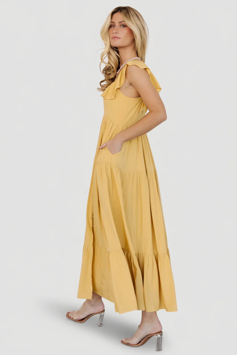 Ellie Ruffle Top Dress | Golden Yellow