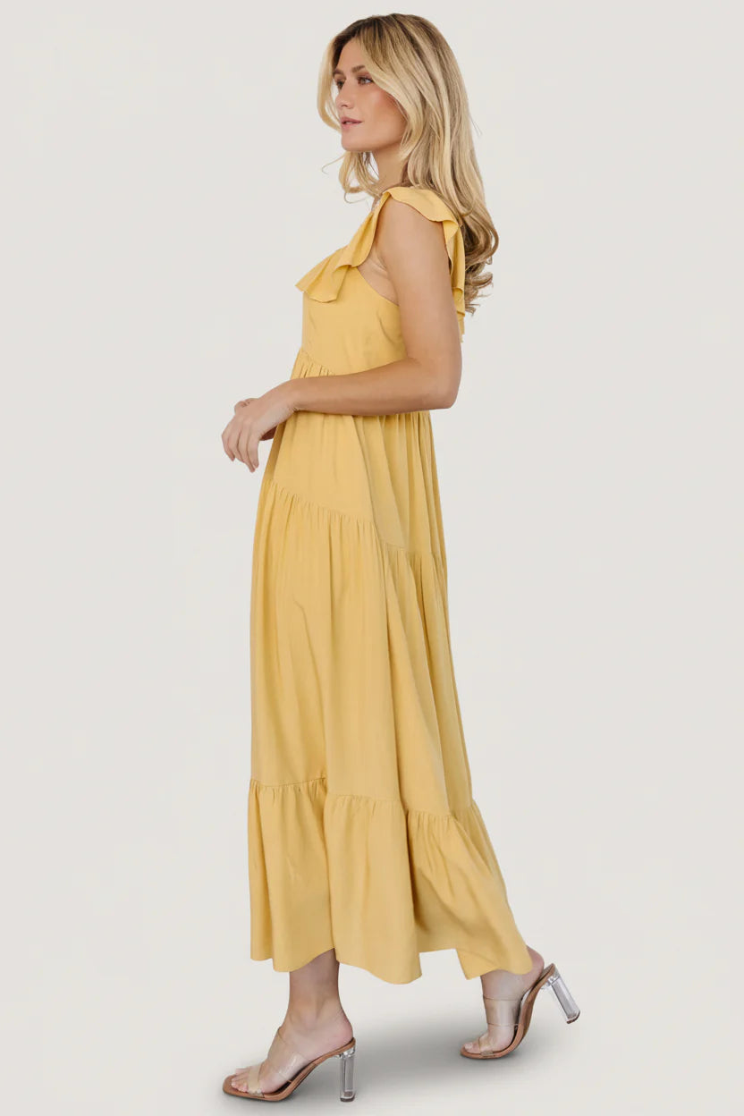 Ellie Ruffle Top Dress | Golden Yellow