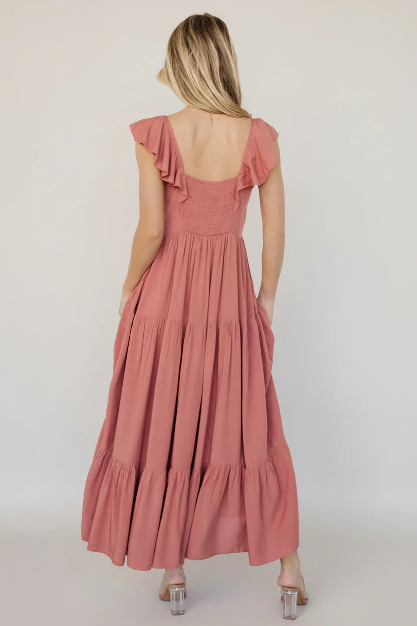 Ellie Ruffle Top Dress | Terracotta