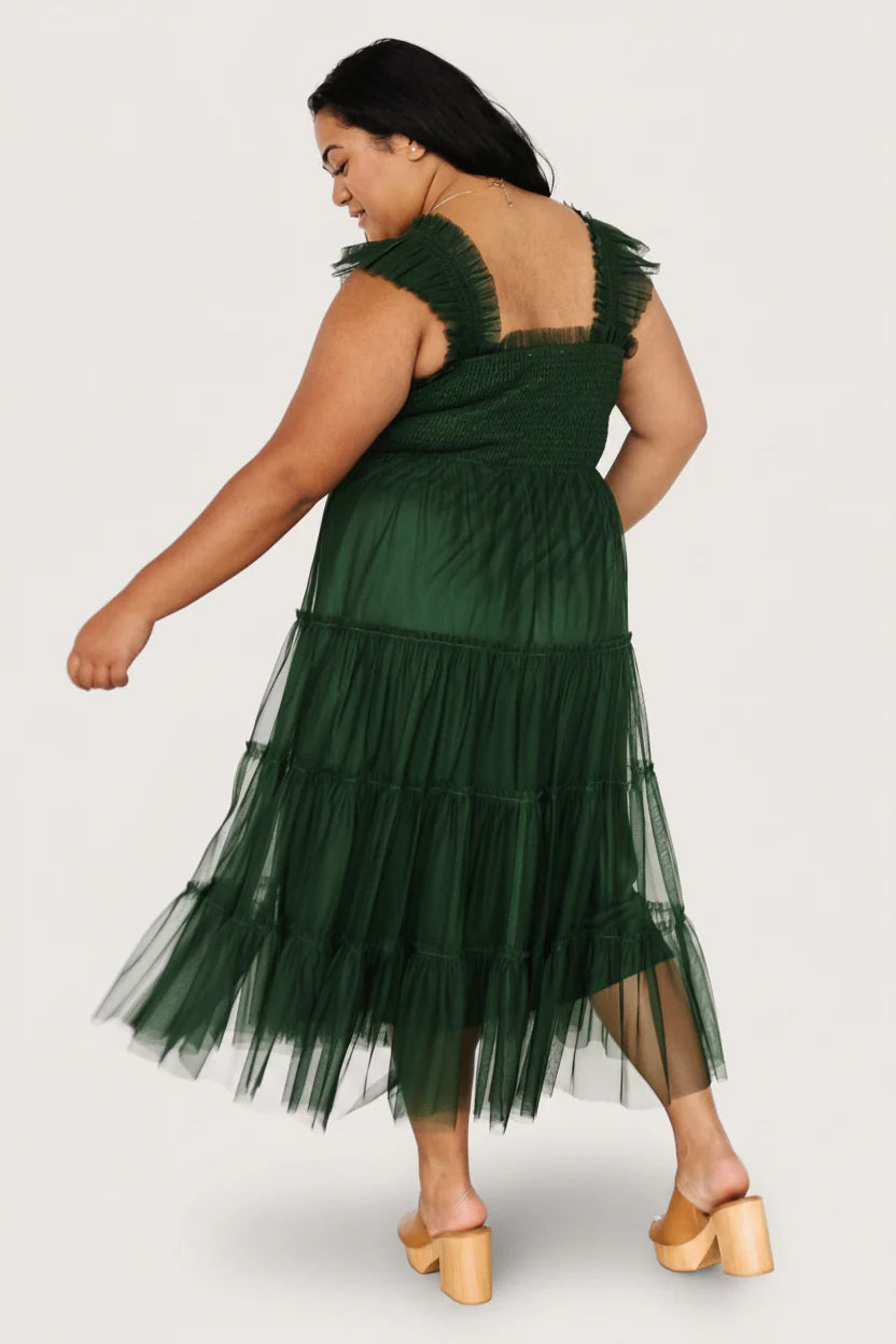 Emma Smocked Tulle Dress | Green