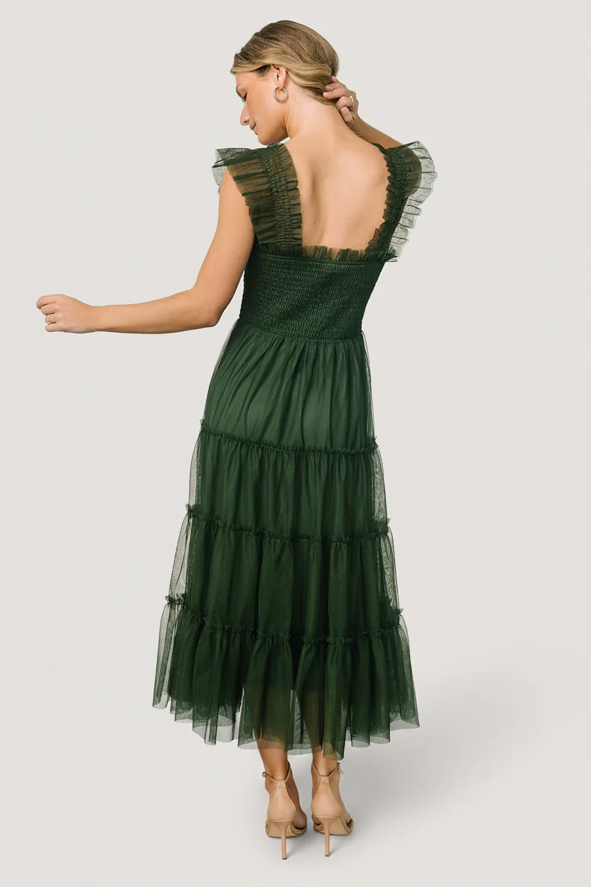 Emma Smocked Tulle Dress | Green