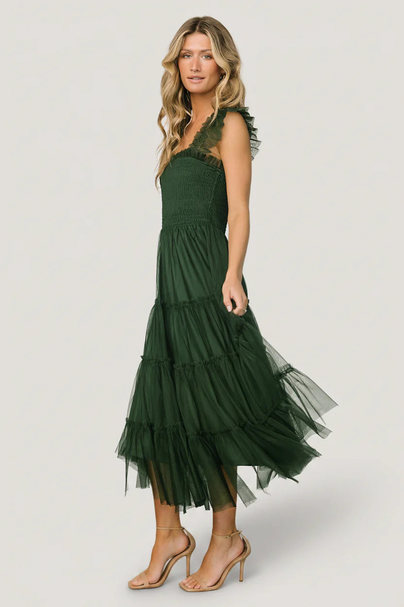 Emma Smocked Tulle Dress | Green
