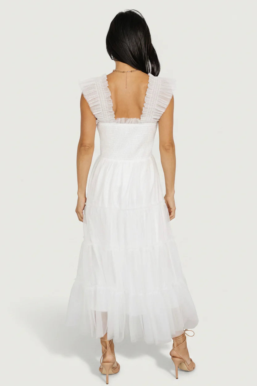 Emma Smocked Tulle Dress | Off White