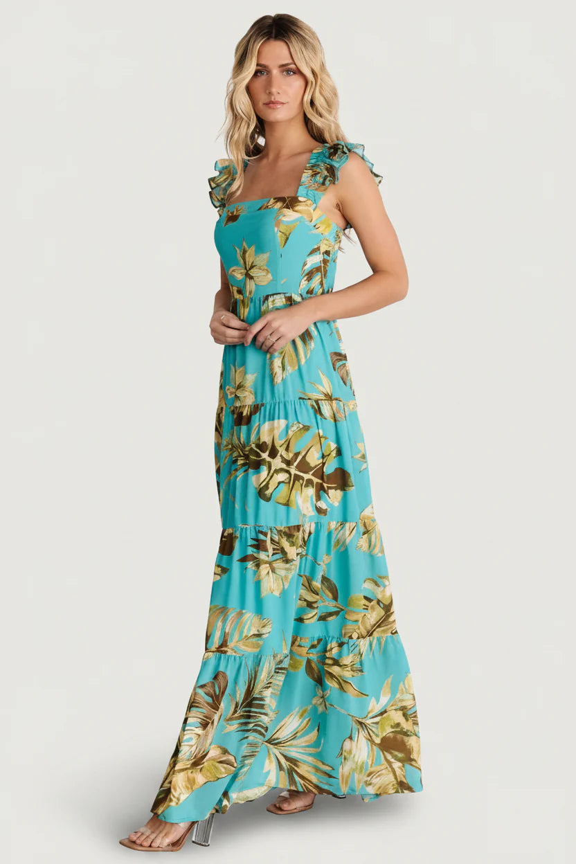 Encinitas Maxi Dress | Caribbean Blue Print