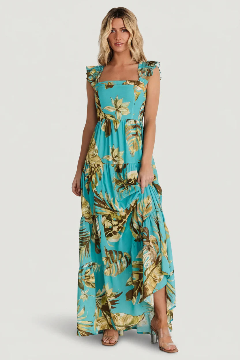 Encinitas Maxi Dress | Caribbean Blue Print