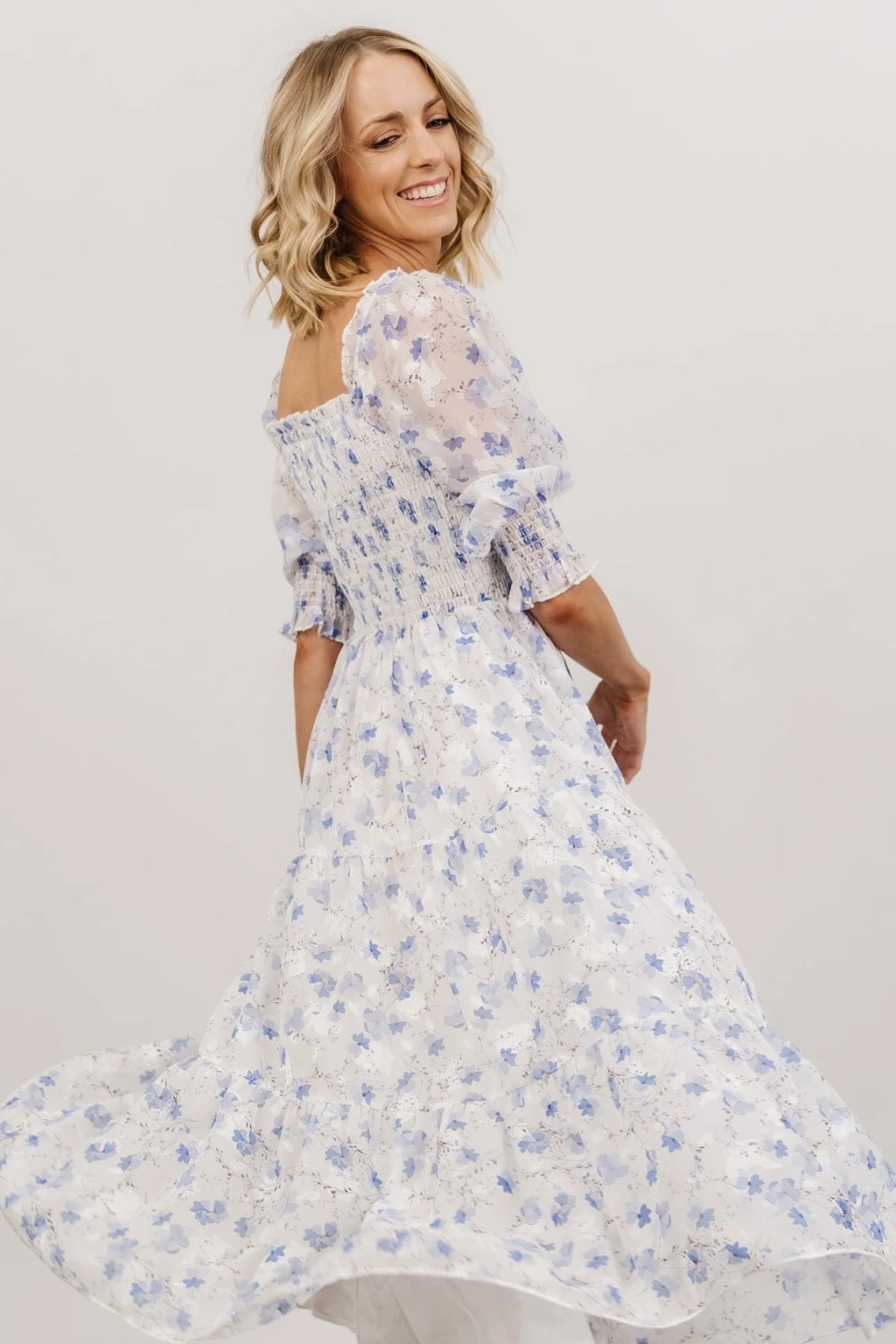 Fabian Jacquard Midi Dress | Blue Floral