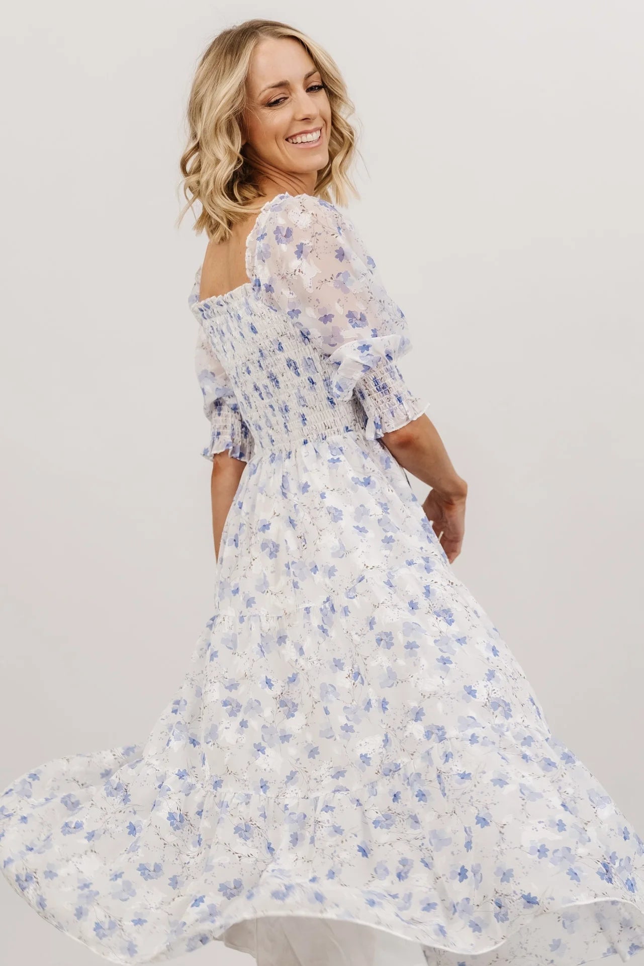 Fabian Jacquard Midi Dress | Blue Floral