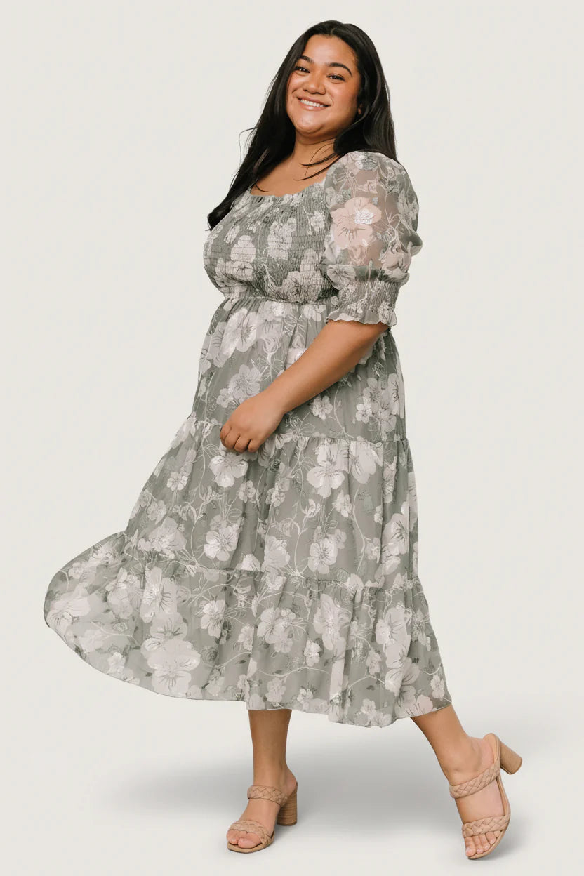 Fabian Jacquard Midi Dress | Dusty Sage
