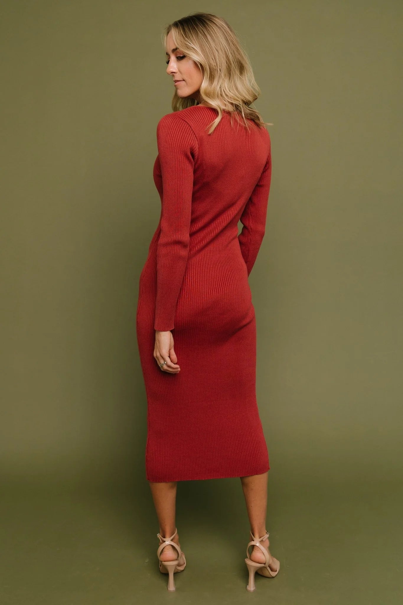 Fairmount Ribbed Midi Dress | Clay