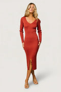 Fairmount Ribbed Midi Dress | Clay