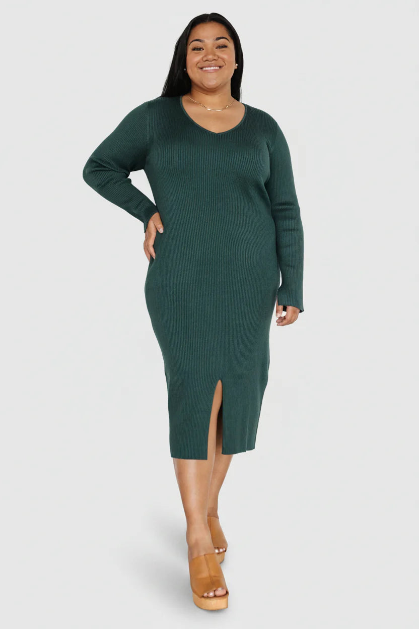 Fairmount Ribbed Midi Dress | Green