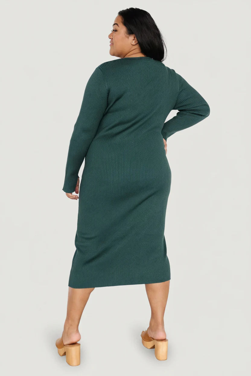 Fairmount Ribbed Midi Dress | Green