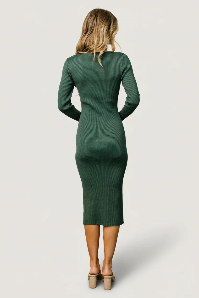 Fairmount Ribbed Midi Dress | Green