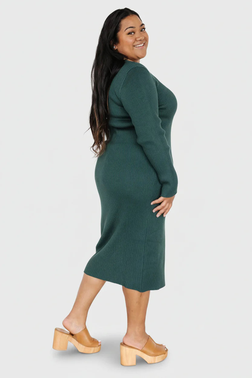 Fairmount Ribbed Midi Dress | Green