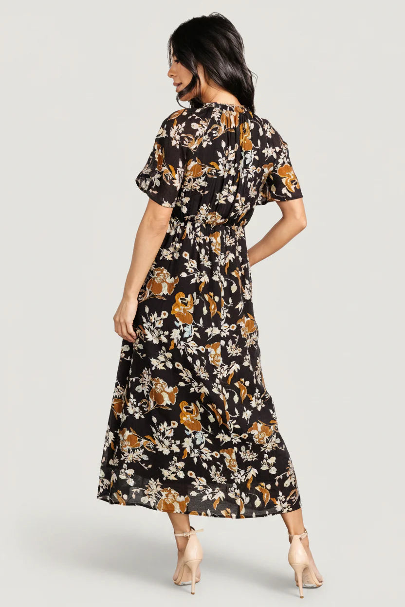 Hathaway Midi Dress | Black Floral