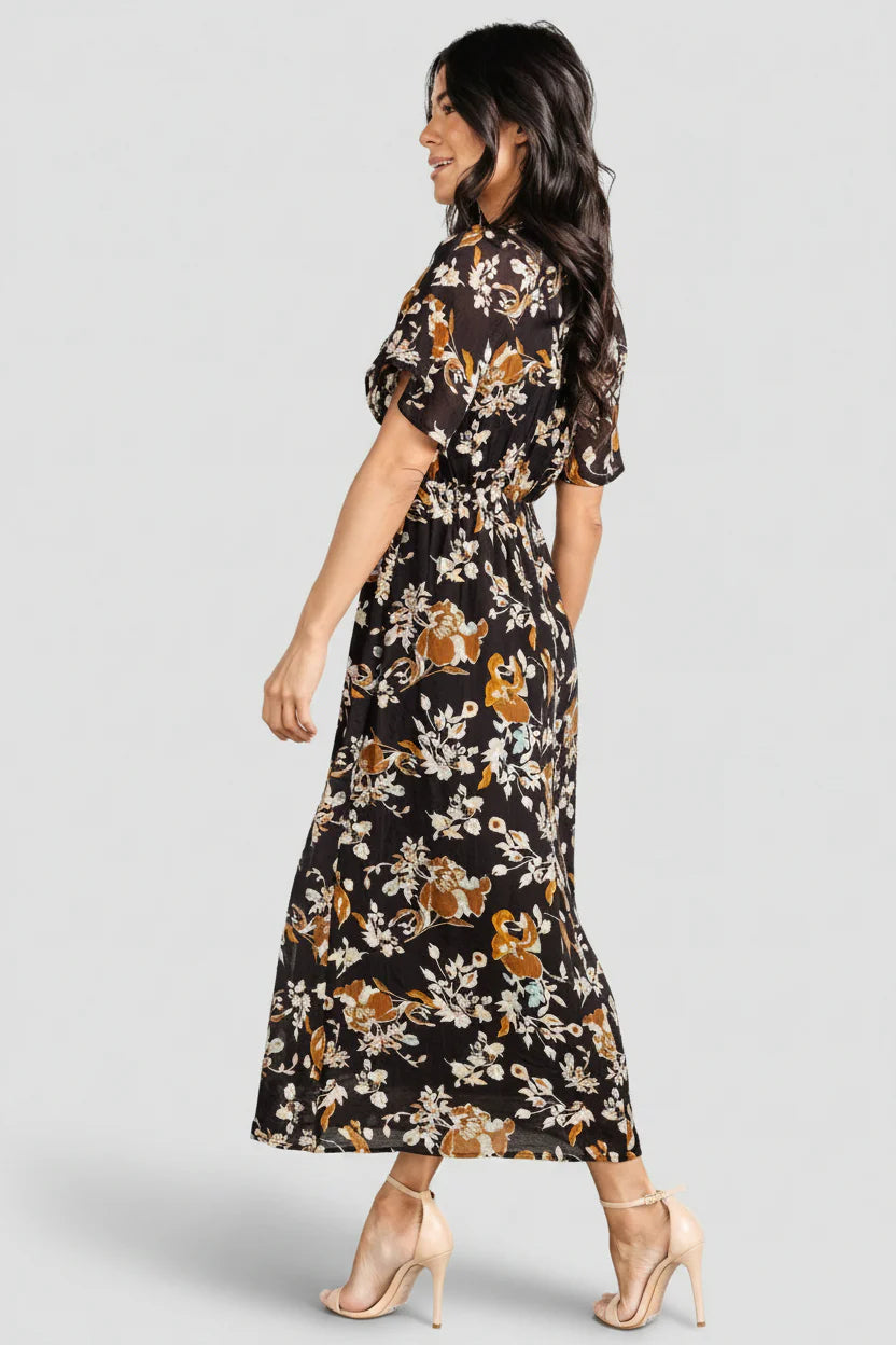 Hathaway Midi Dress | Black Floral