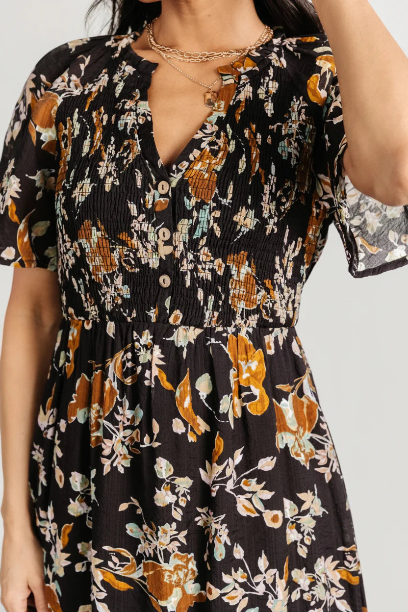 Hathaway Midi Dress | Black Floral