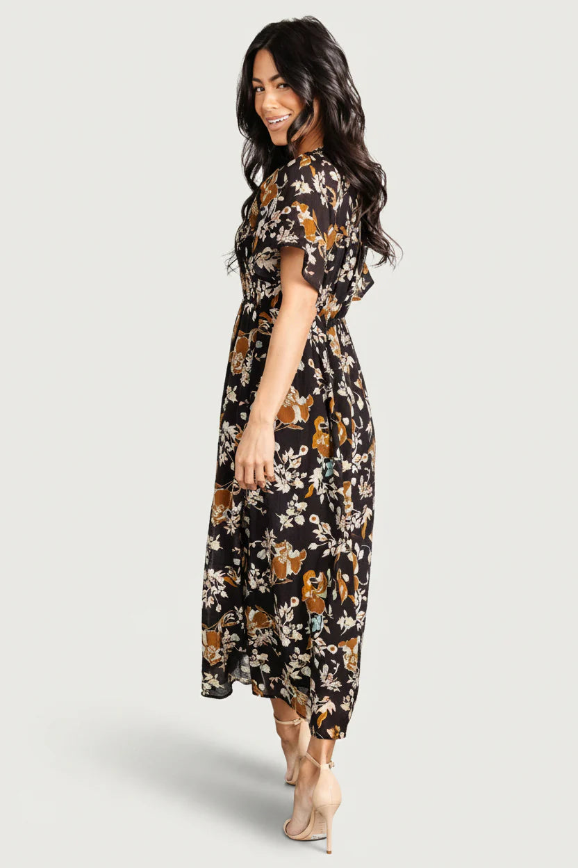 Hathaway Midi Dress | Black Floral