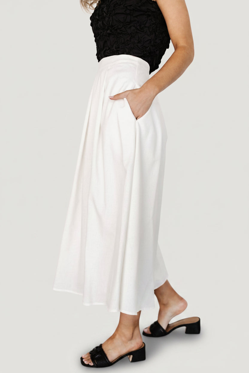 Katie Pleated Midi Skirt | Off White