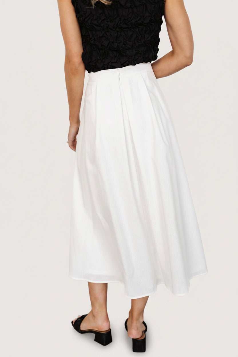 Katie Pleated Midi Skirt | Off White