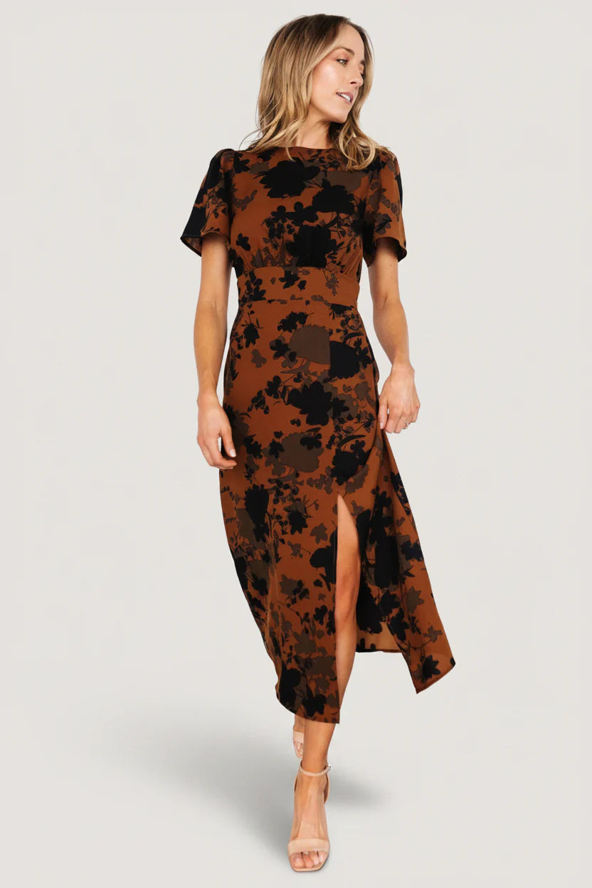 Lenni Midi Dress | Espresso Print