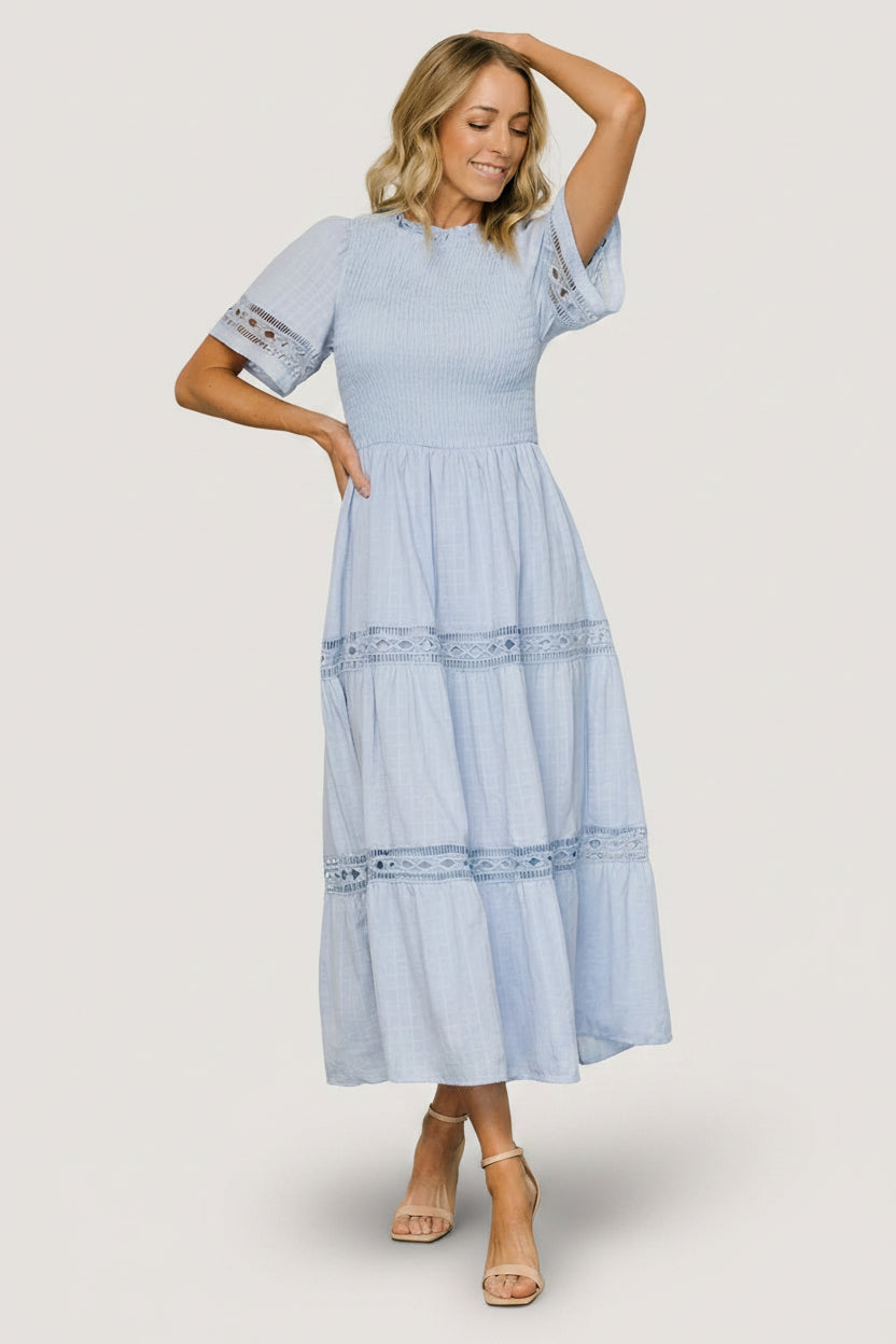 Loveland Geo Lace Maxi Dress | Light Blue