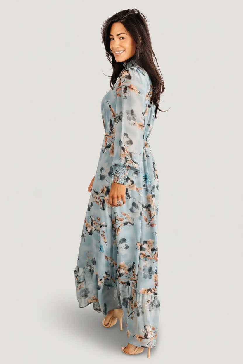 Luciana Maxi Dress | Cyan Blue Floral