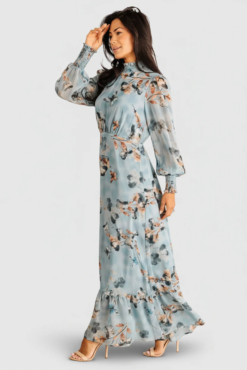 Luciana Maxi Dress | Cyan Blue Floral