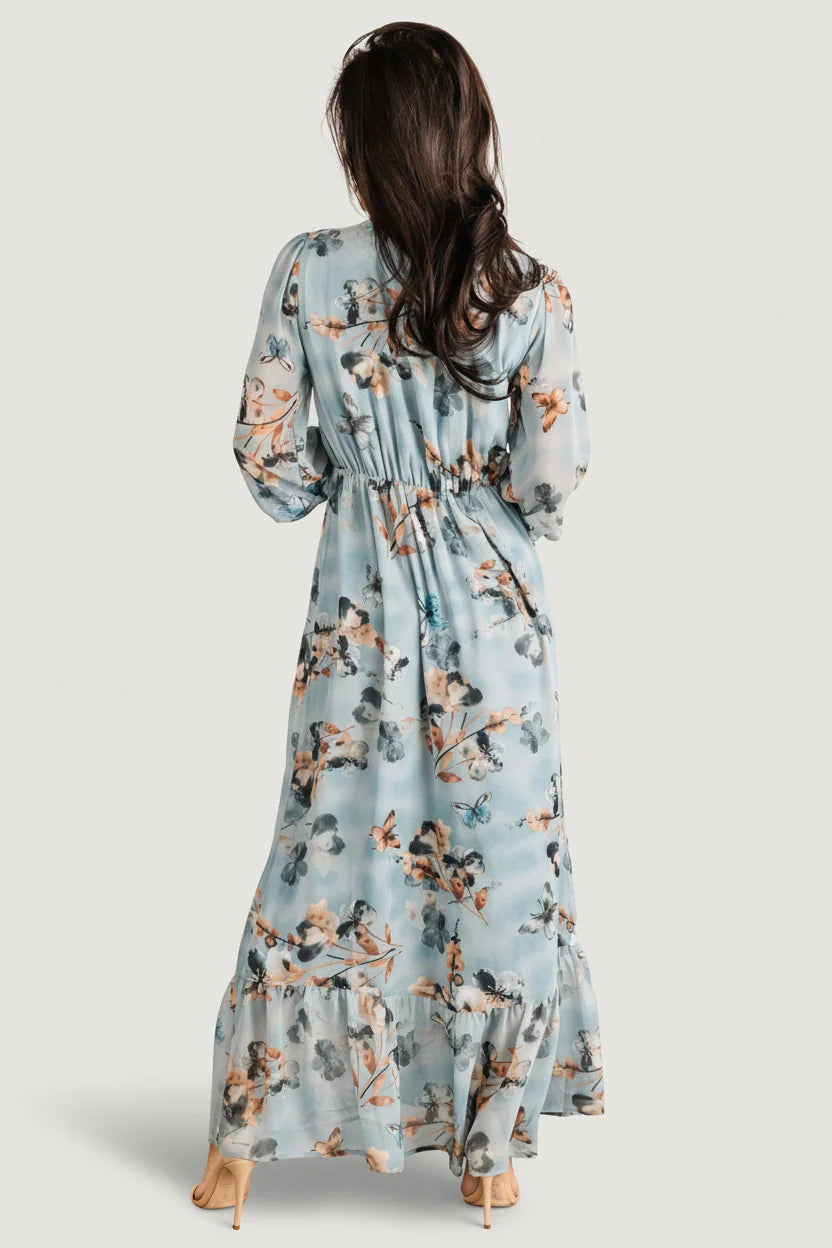 Luciana Maxi Dress | Cyan Blue Floral