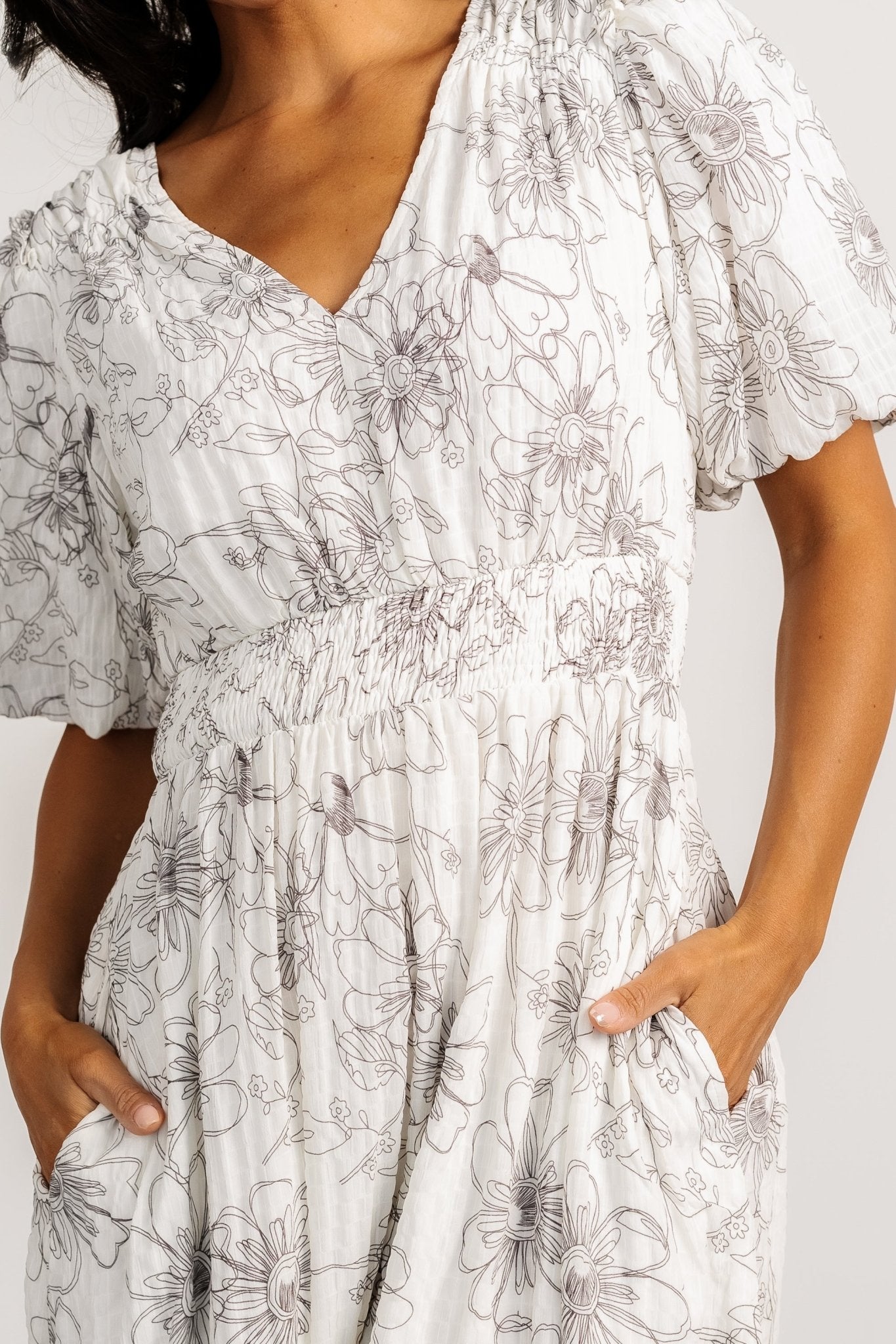 Makenna Midi Dress | Off White Print