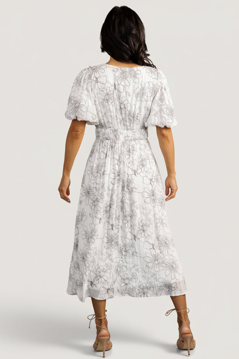 Makenna Midi Dress | Off White Print