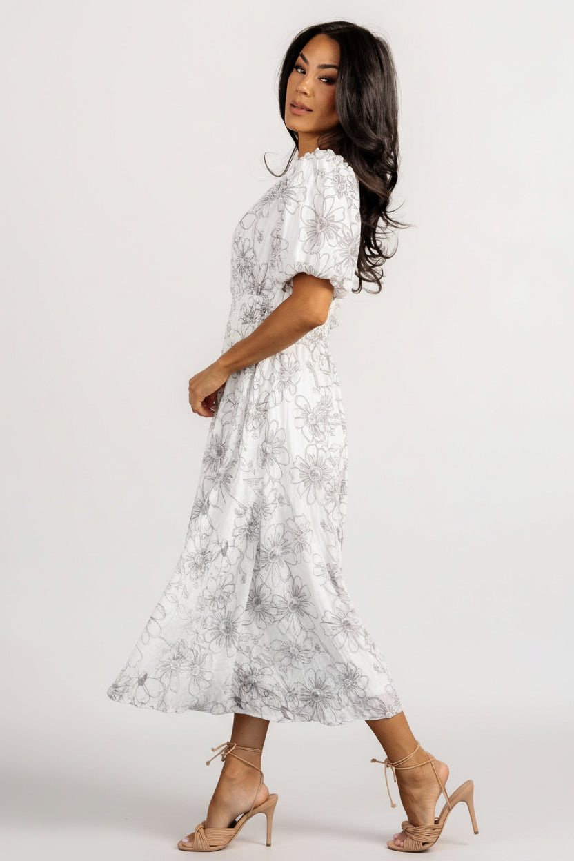 Makenna Midi Dress | Off White Print