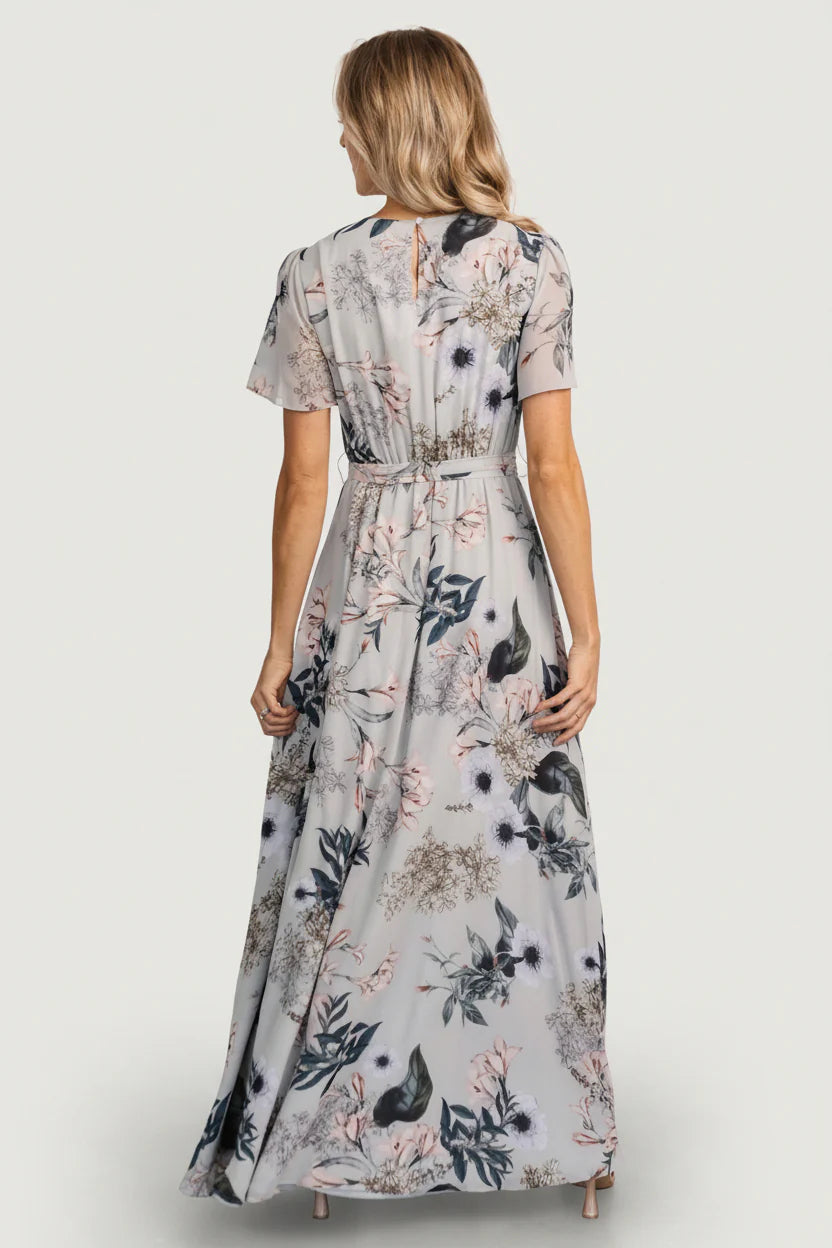 Naomi Short Sleeve Maxi Dress | Pale Blue Floral