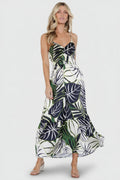 Norita Tie Back Tank Dress | Black + Green Print