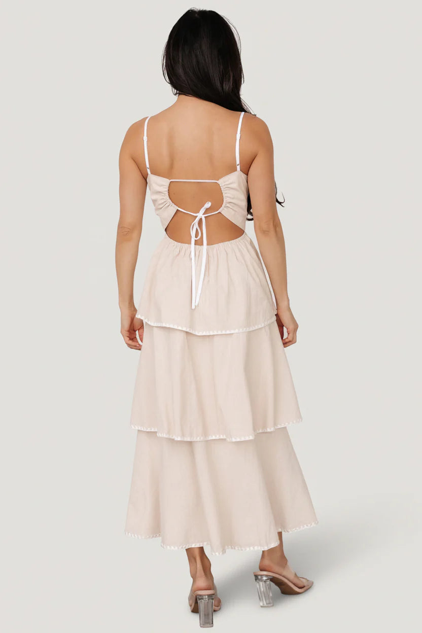 Odette Tiered Dress | Natural + White