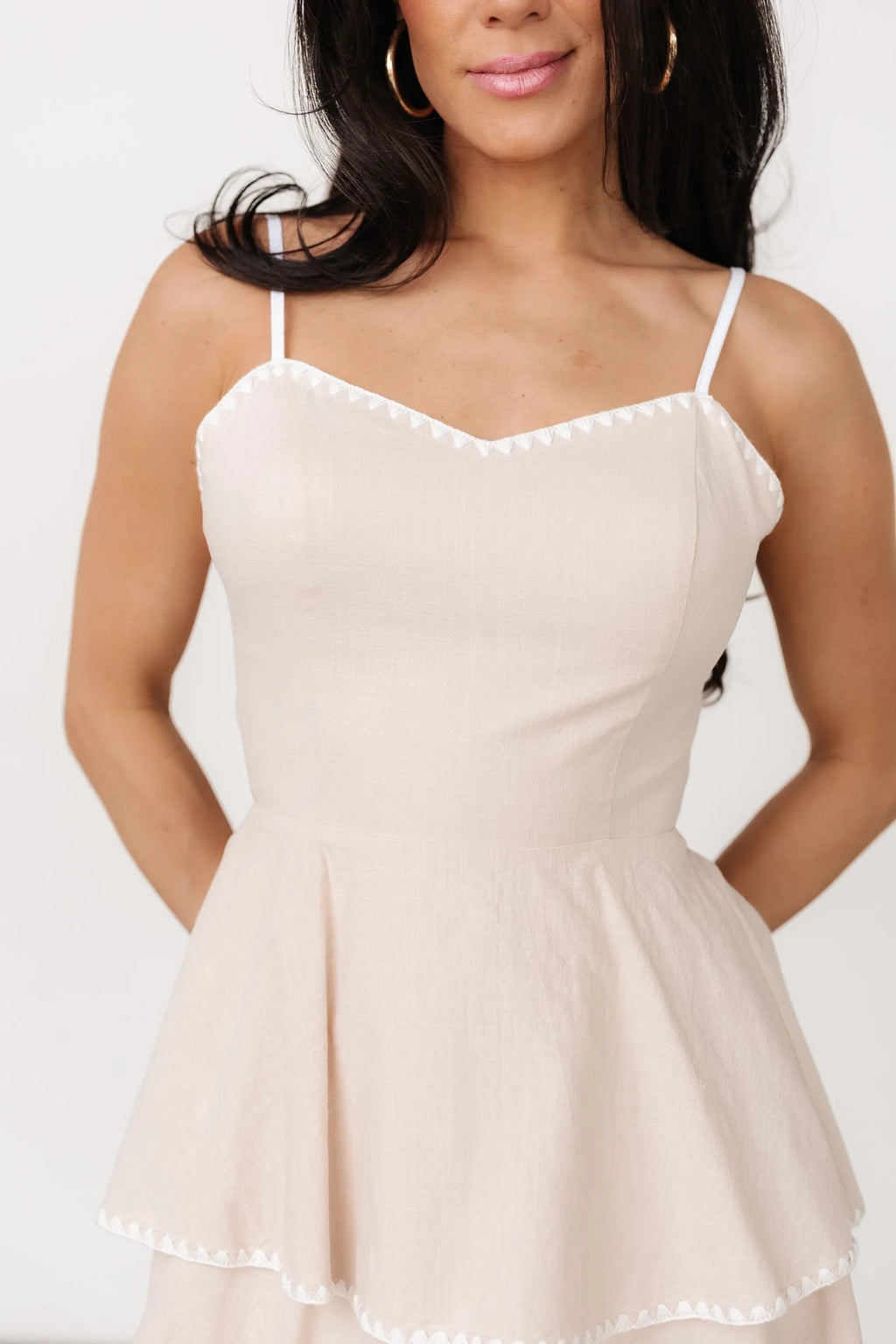 Odette Tiered Dress | Natural + White