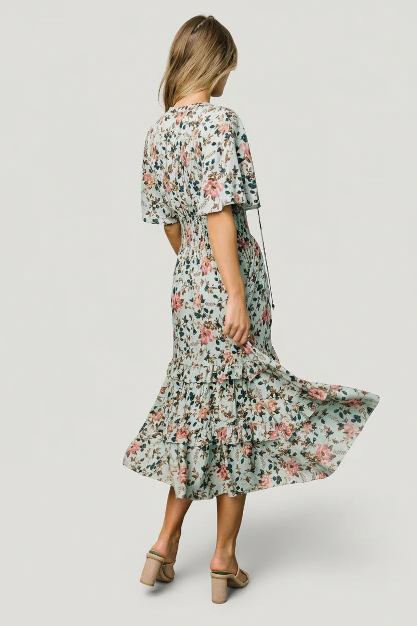 Spell Boho Midi Dress | Sage + Pink Floral