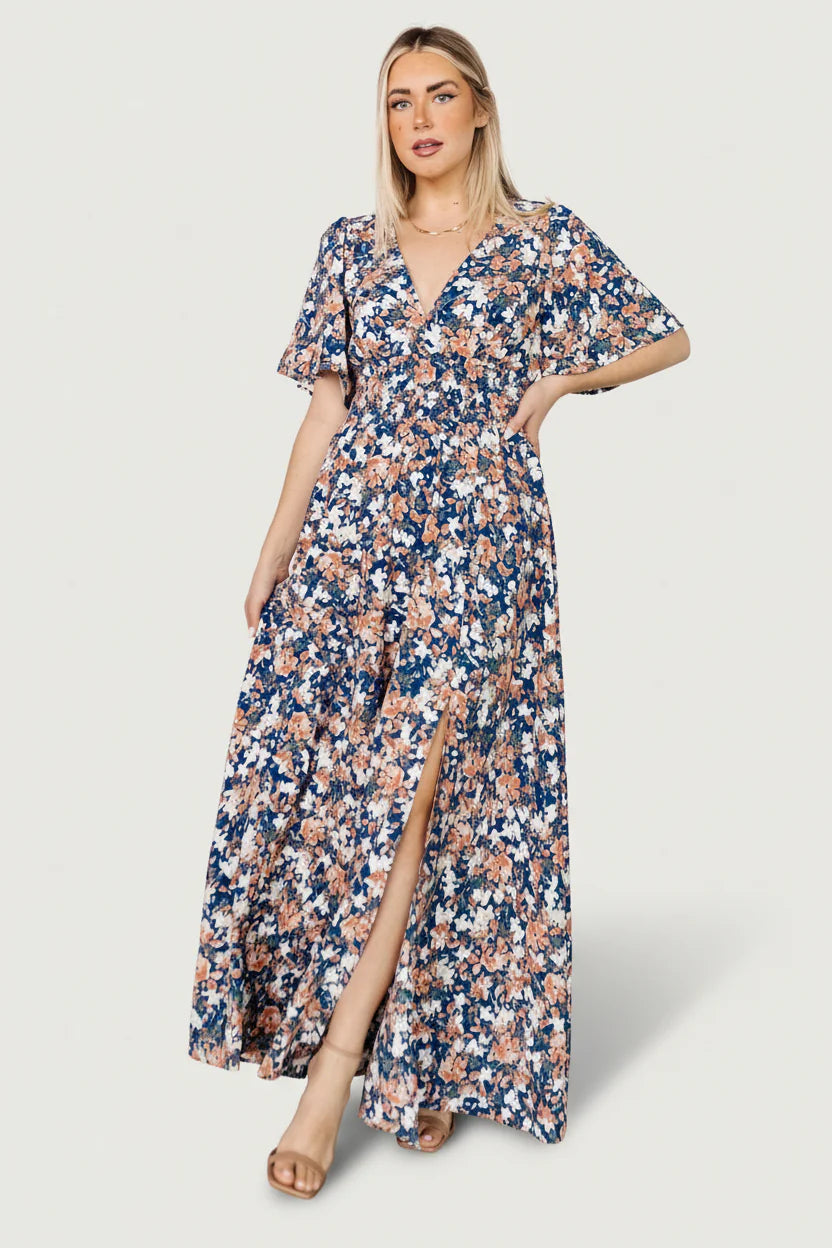 Verona Smocked Maxi Dress | Blue Floral