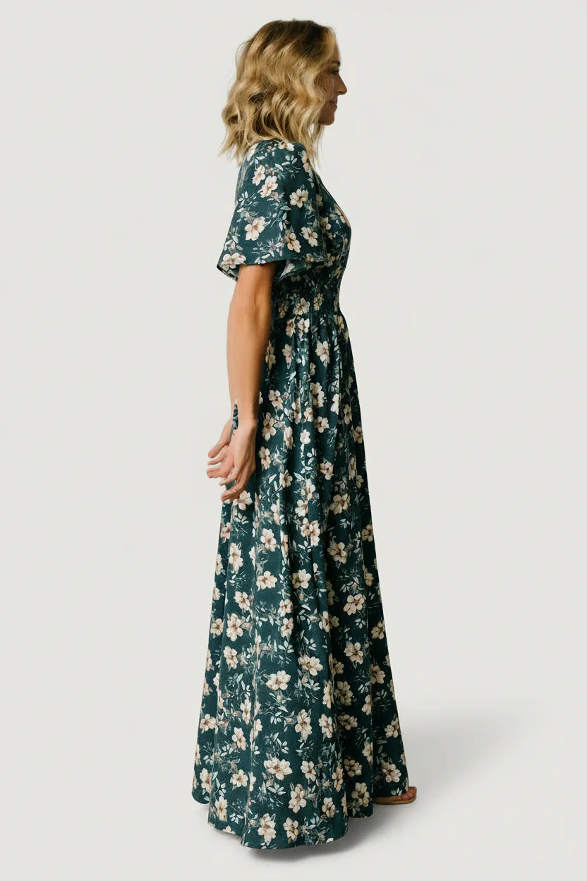 Verona Smocked Maxi Dress | Slate Floral