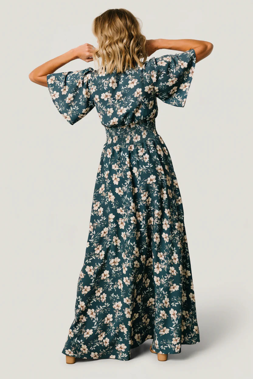 Verona Smocked Maxi Dress | Slate Floral