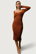 Waldorf Ribbed Midi Dress | Chestnut